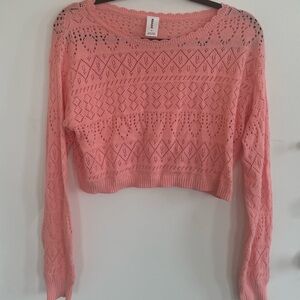 Pink Cropped Knit Sweater